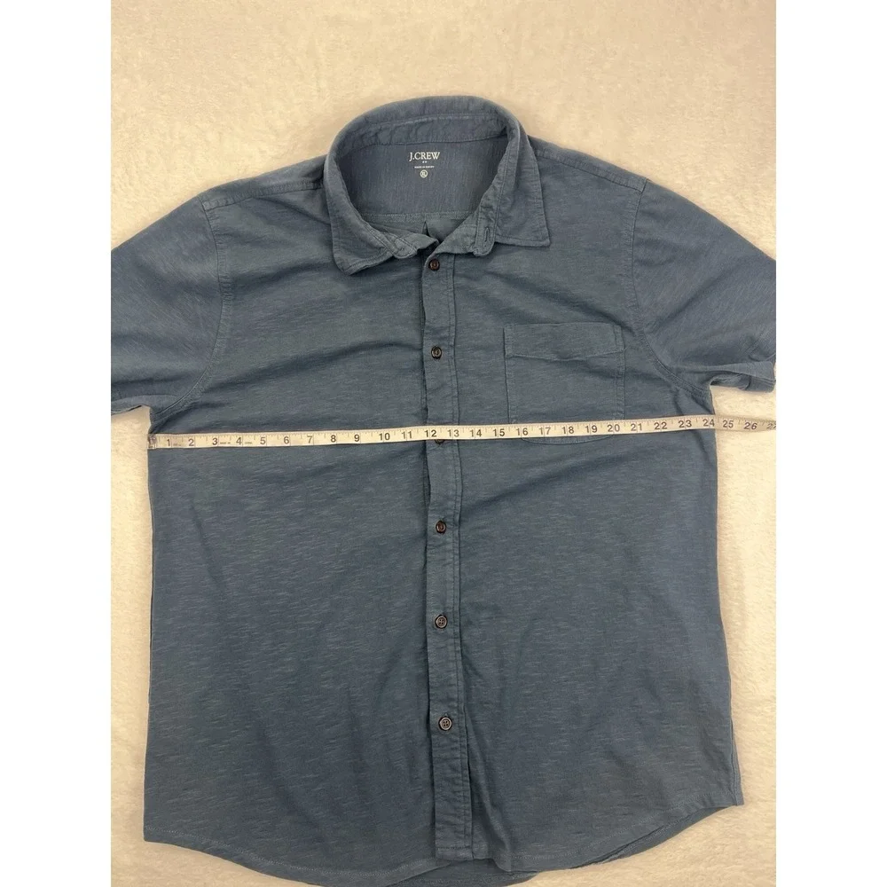 J.Crew Men's Short Sleeve Button-Up Shirt Blue Size XL 100% Cotton Pocket Casual